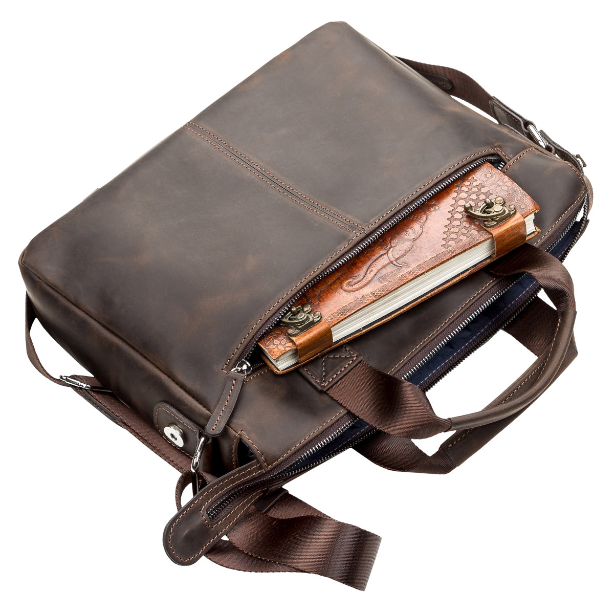 Men's Leather Bag SHVIGEL 11108 Brown Genuine Leather Stylish Design Ukraine