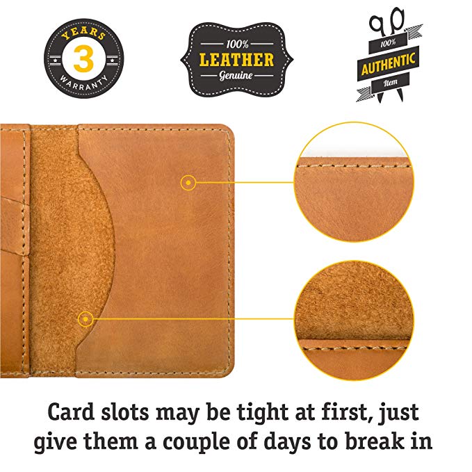 Leather Business Card Holder SHVIGEL 15300 Yellow Natural Leather for Cards