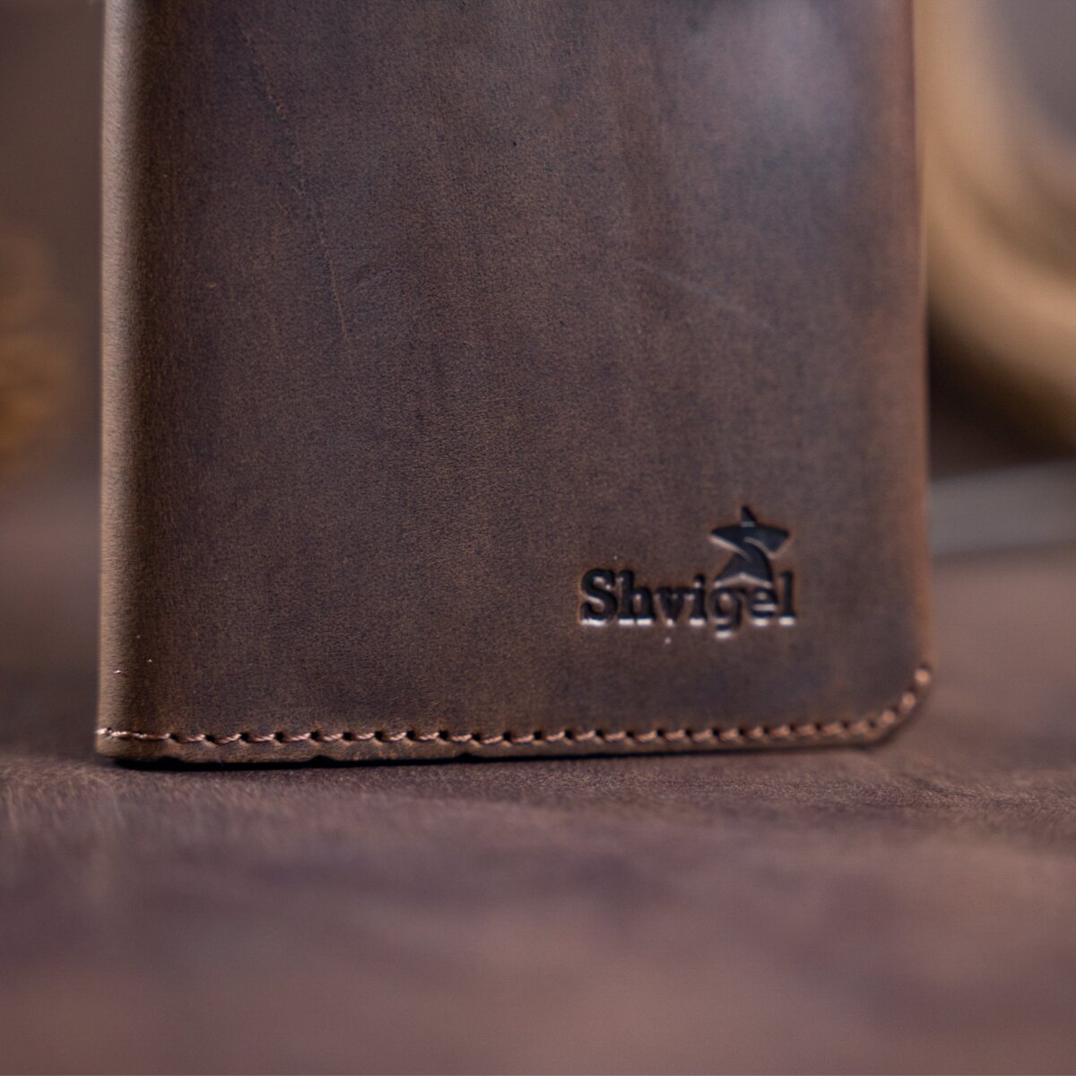 Men's Vintage Leather Wallet SHVIGEL 16207 Dark Brown Made in Ukraine Natural Leather