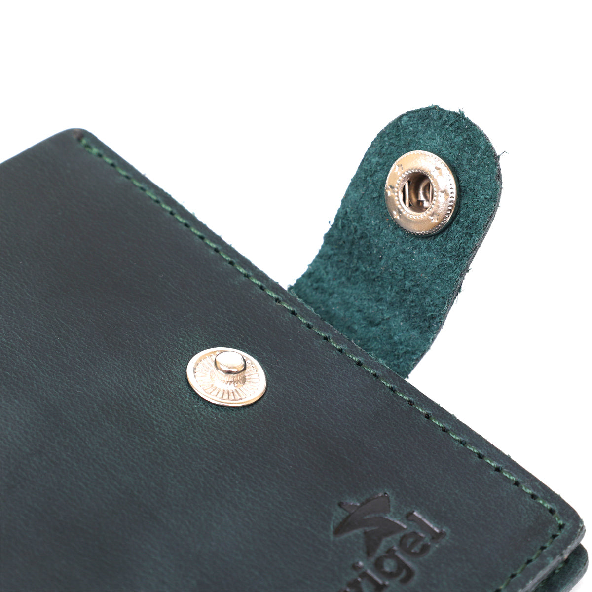 Compact Vintage Wallet SHVIGEL 16456 Green Genuine Leather from Ukraine