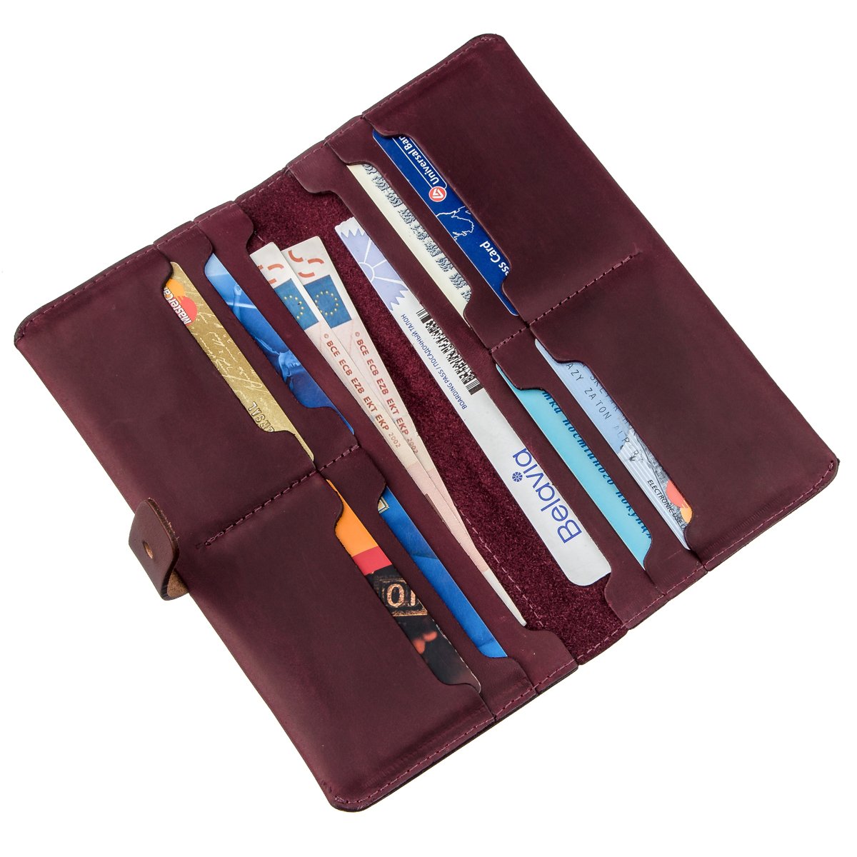 Vintage Leather Women's Wallet SHVIGEL 16205 Burgundy Made in Ukraine, Premium Quality