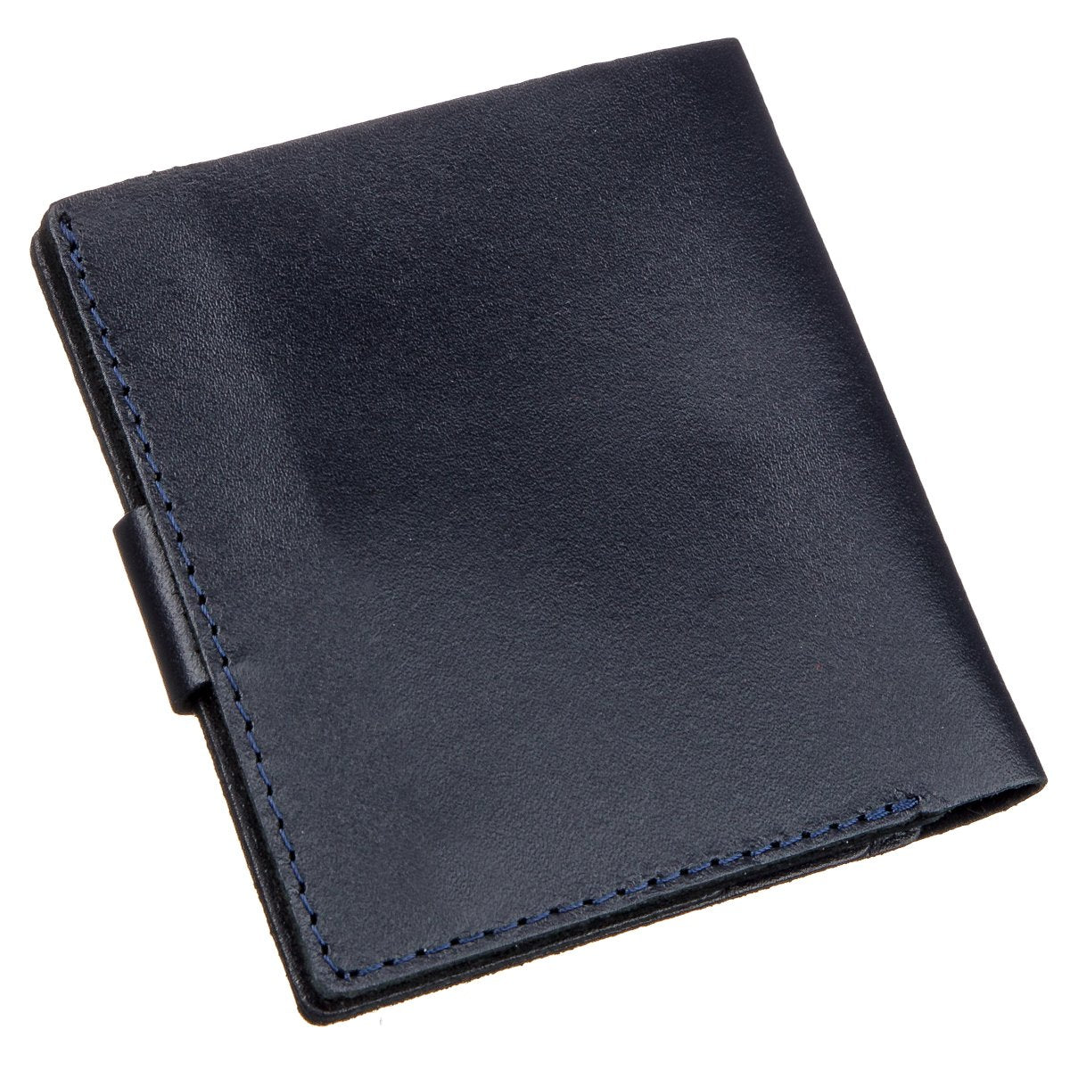 Vertical Men's Leather Wallet SHVIGEL 16220 Blue Natural Leather Made in Ukraine