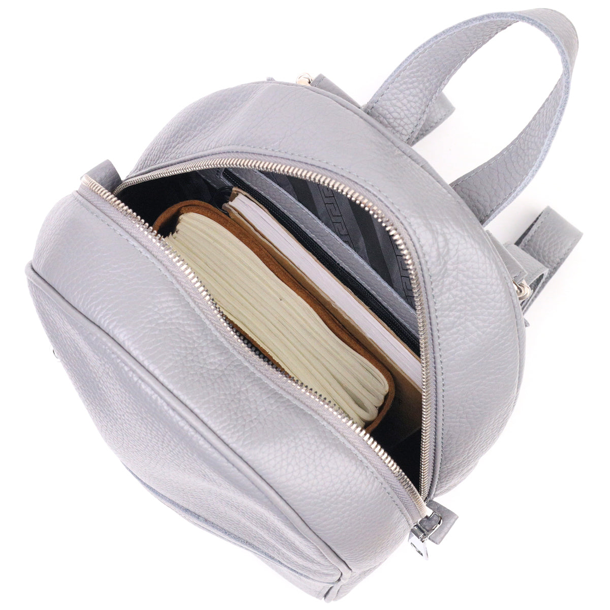 Leather Women's Backpack SHVIGEL 16308 in Grey - Made from Natural Leather