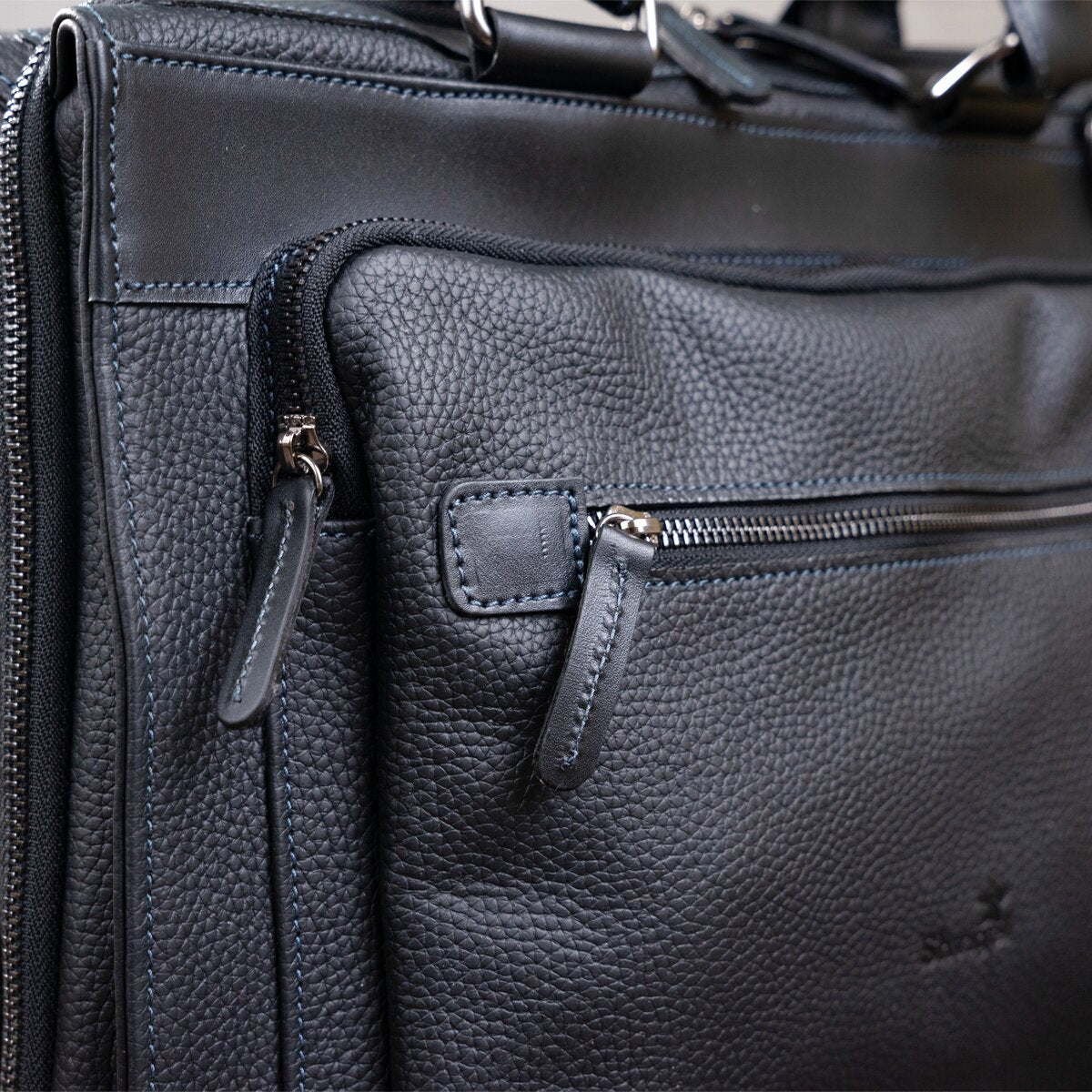 Men's Leather Bag SHVIGEL 11116 Black High-Quality Natural Leather from Ukraine