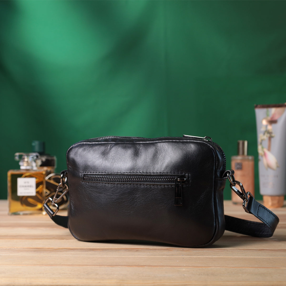 Classic Shvigel Crossbody Bag 22841 in Smooth Black Genuine Leather