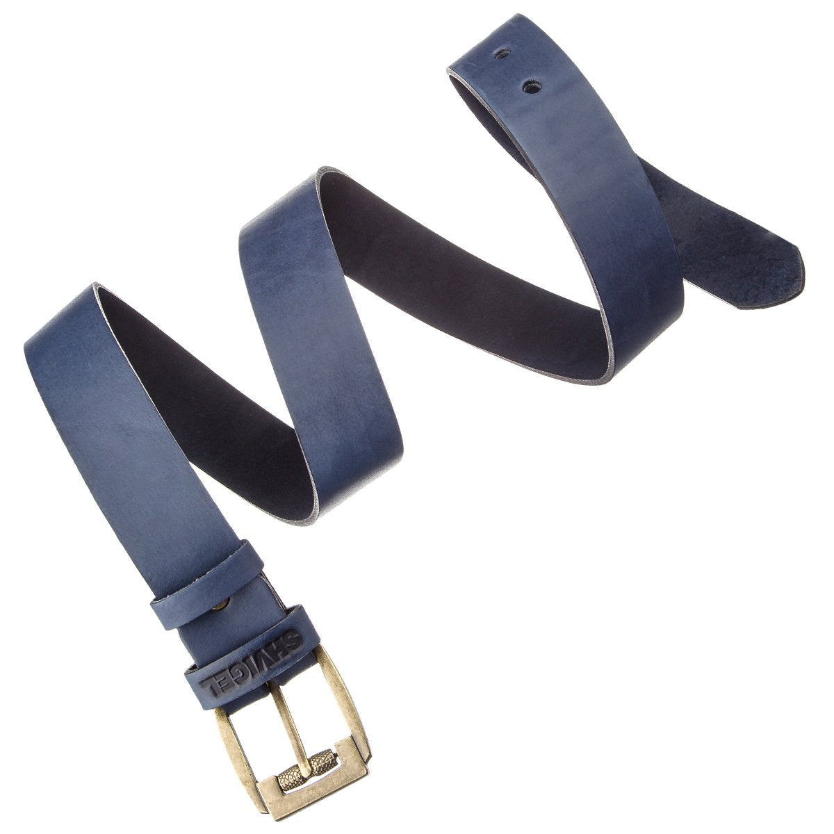 Leather Men's Belt SHVIGEL 11258 Blue Genuine Leather Made in Ukraine