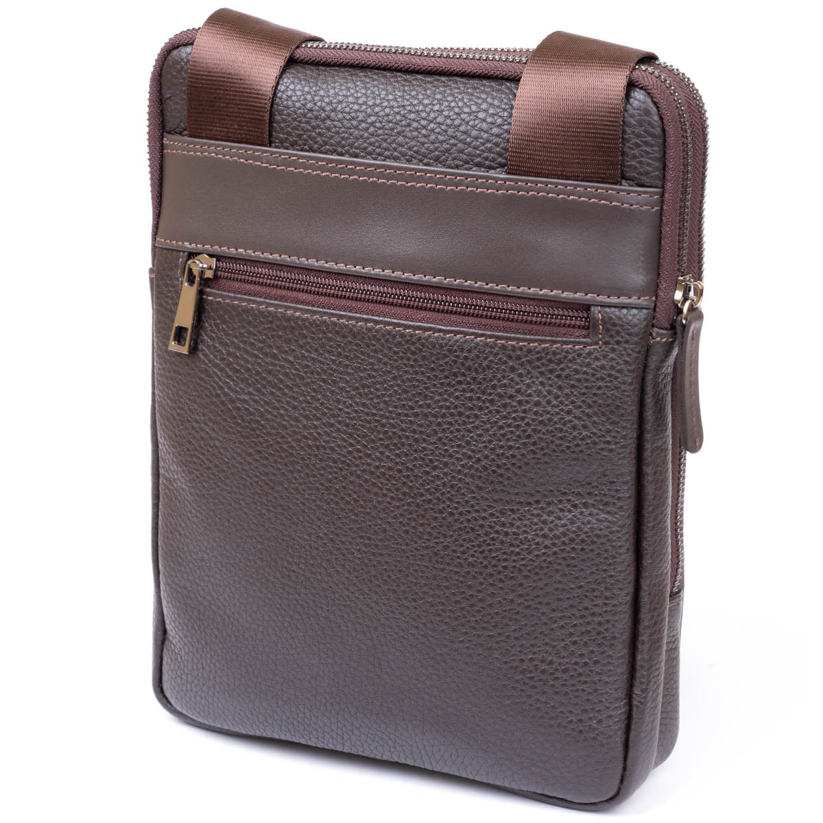 Men's Leather Flotar Tablet Bag SHVIGEL 11286 Brown with Two Compartments