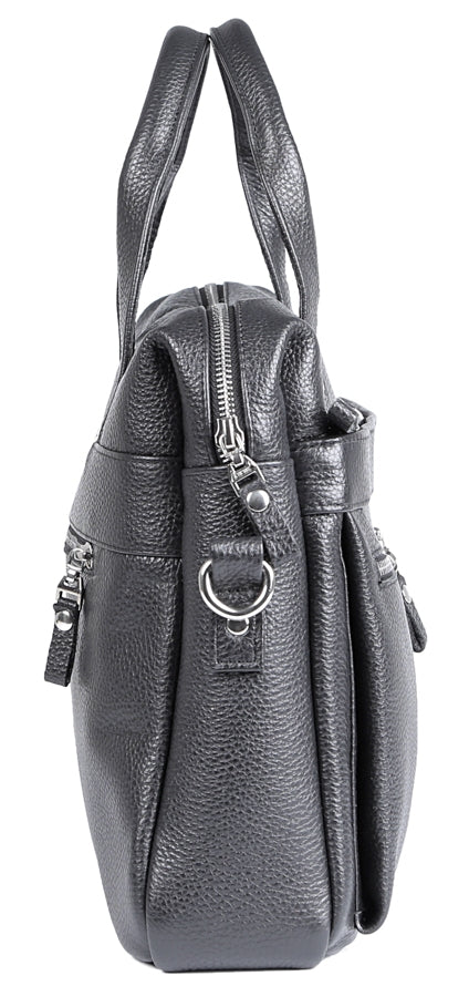 Leather Laptop Bag SHVIGEL 00975 Black, Made in Ukraine, Premium Natural Leather