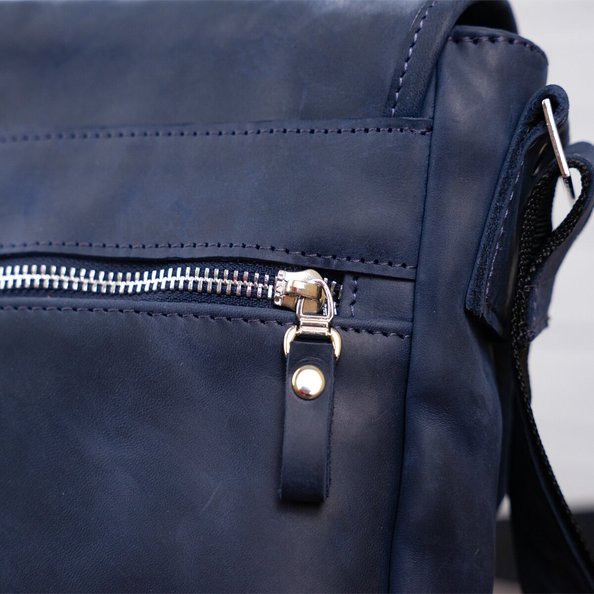 Natural Leather Handbag SHVIGEL 11015 Blue - Ukrainian Quality Craftsmanship