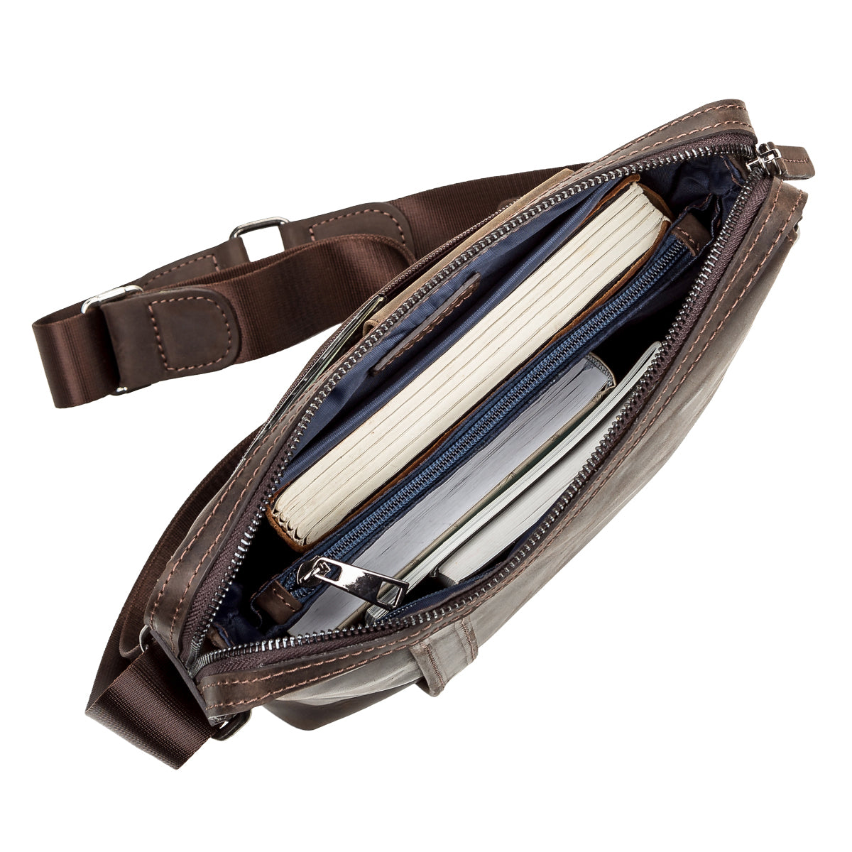 Men's Leather Bag SHVIGEL 11099 Brown Genuine Leather from Ukraine