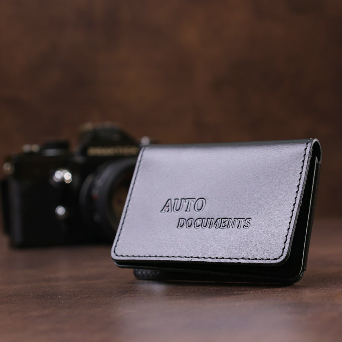 Leather Auto Document Holder with 3 Slots SHVIGEL 13966 Black for Drivers - Ukrainian Craftsmanship