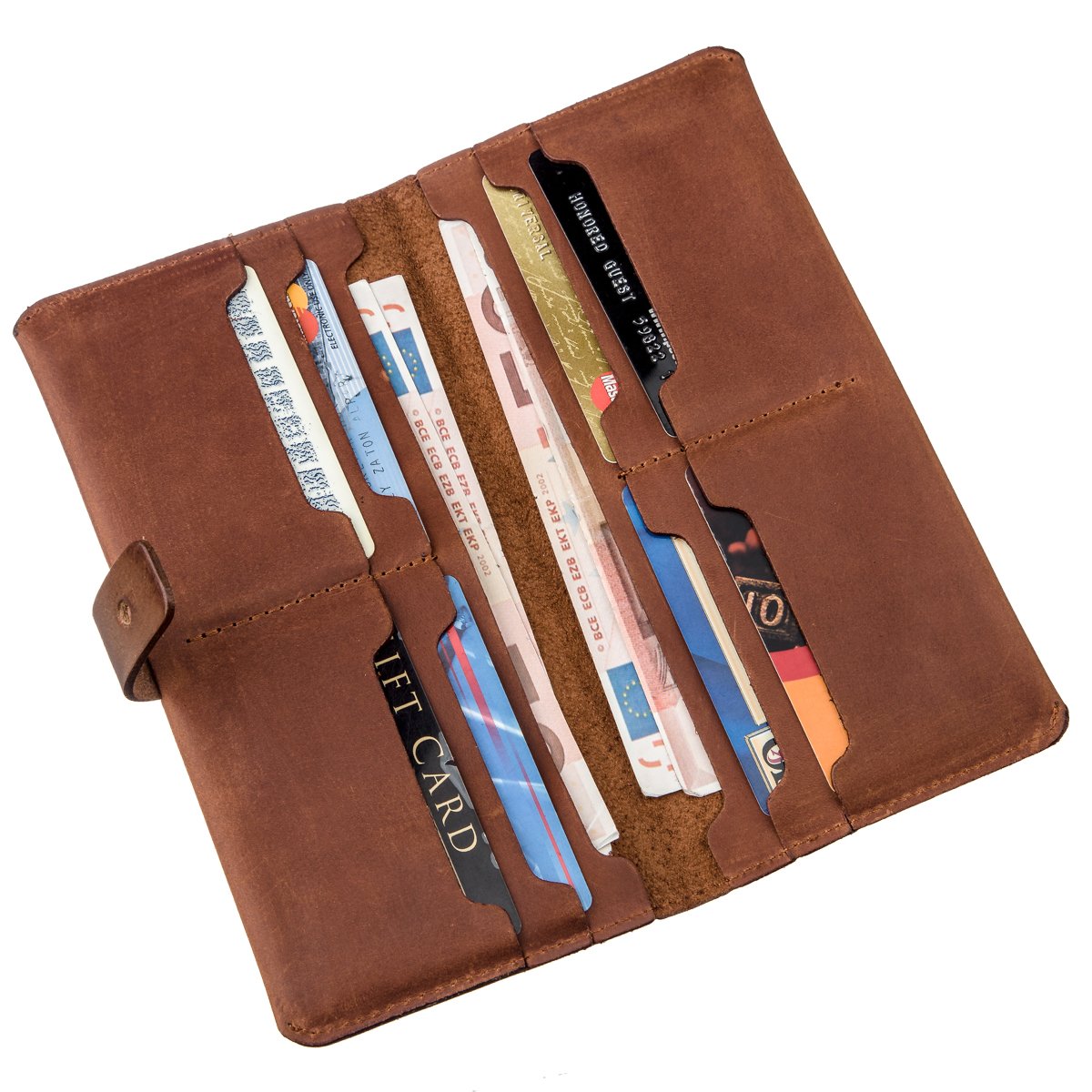 Men's Vintage Leather Wallet SHVIGEL 16208 Brown Genuine Leather Design