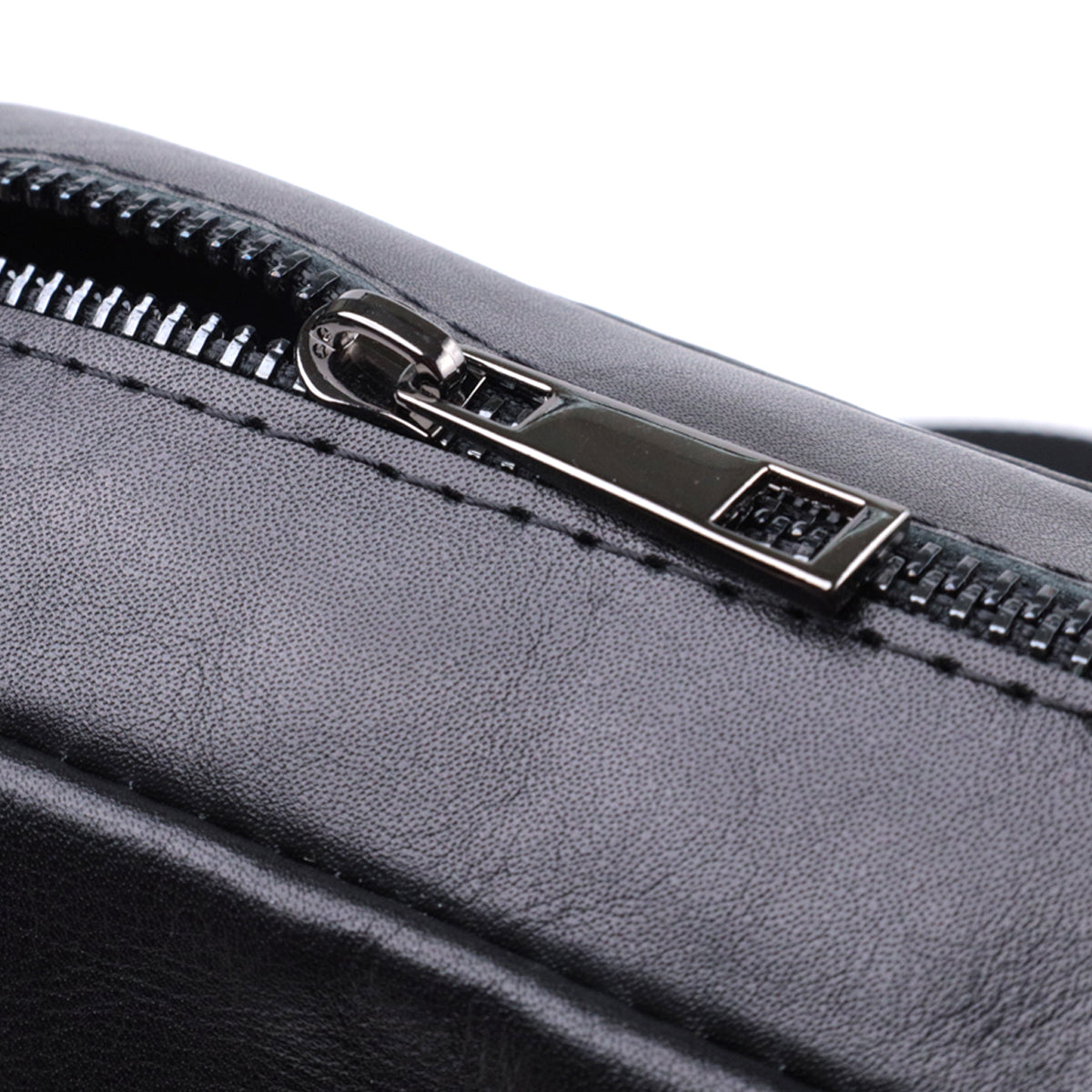 Adjustable Crossbody Bag SHVIGEL 22849 Black Glossy Genuine Leather for Men