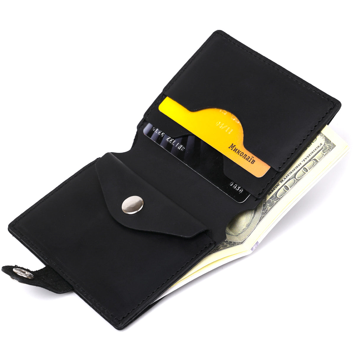 Men's Leather Wallet SHVIGEL 16474 Black Genuine Leather Made in Ukraine