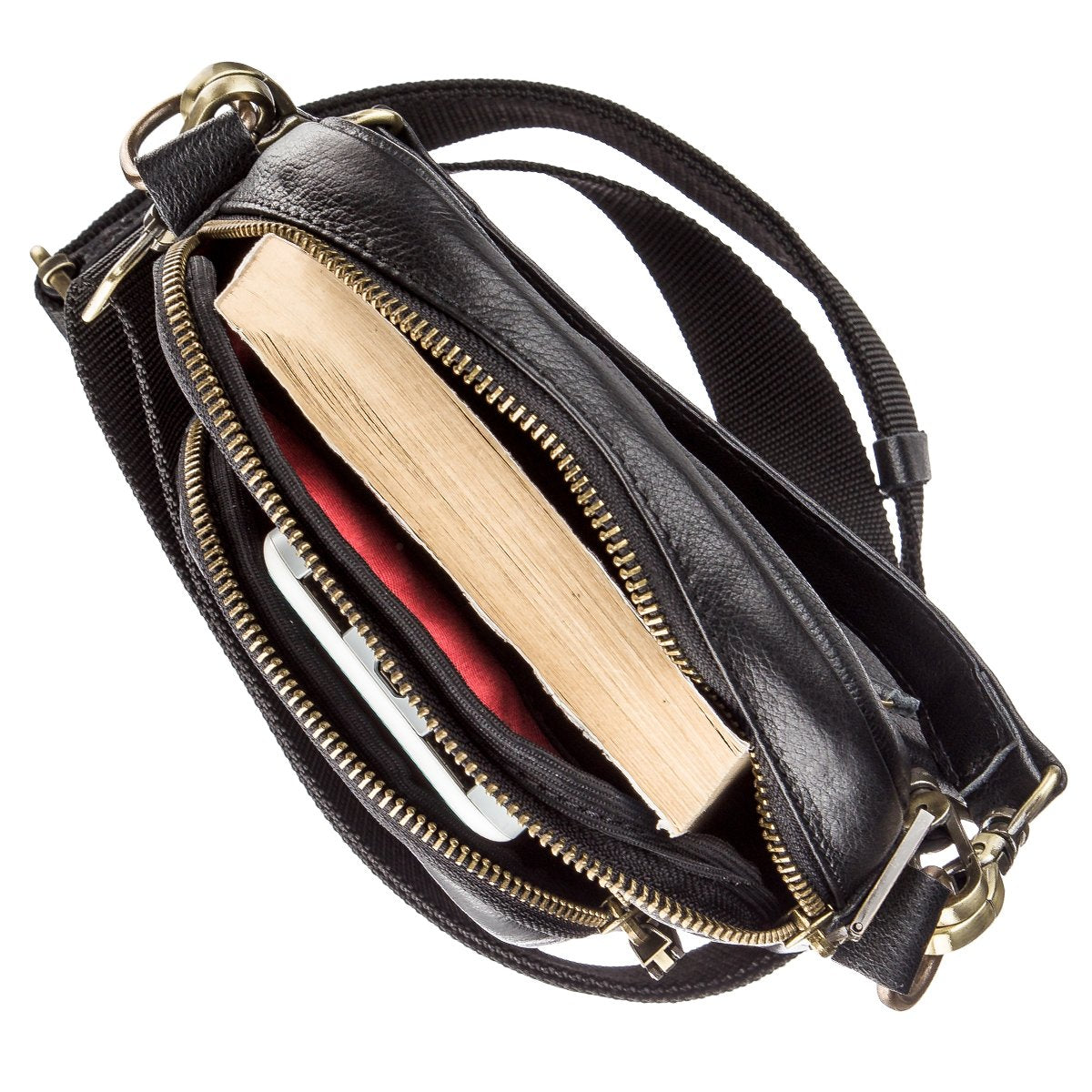 Men's Leather Bag with Two Detachable Handles SHVIGEL 19110 Black Genuine Leather