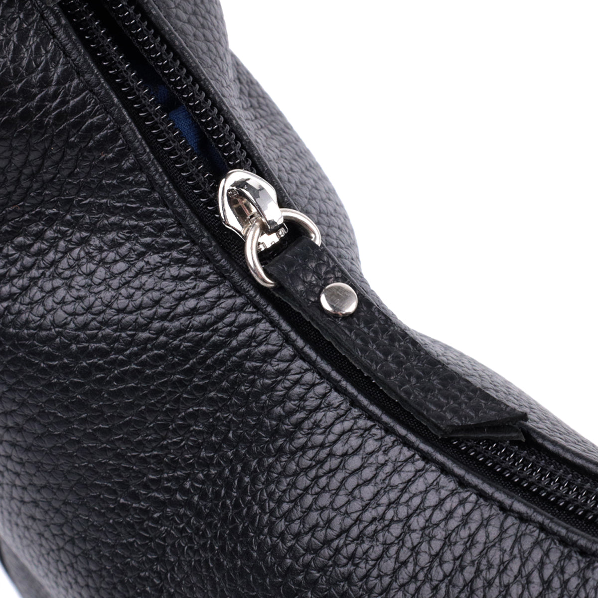 Baguette Bag SHVIGEL 22833 Black Grainy Genuine Leather with Adjustable Strap