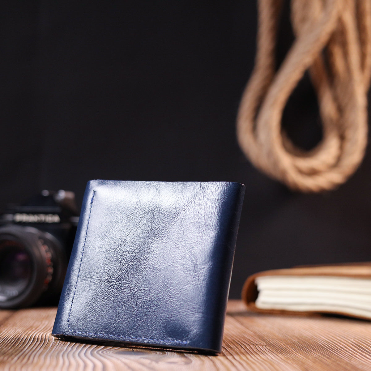 Comfortable SHVIGEL Wallet 16622 Genuine Leather Blue - Made in Ukraine