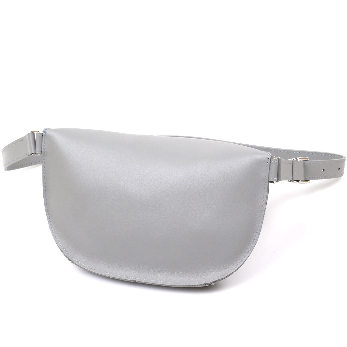 Women's Banana Bag SHVIGEL 16389 Grey Genuine Leather Crafted in Ukraine
