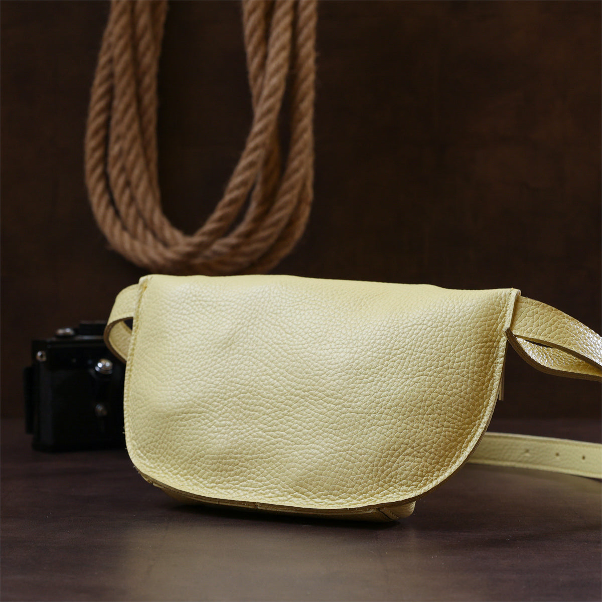 Women's Shoulder Bag SHVIGEL 16378 Natural Leather Lemon Color Stylish Design