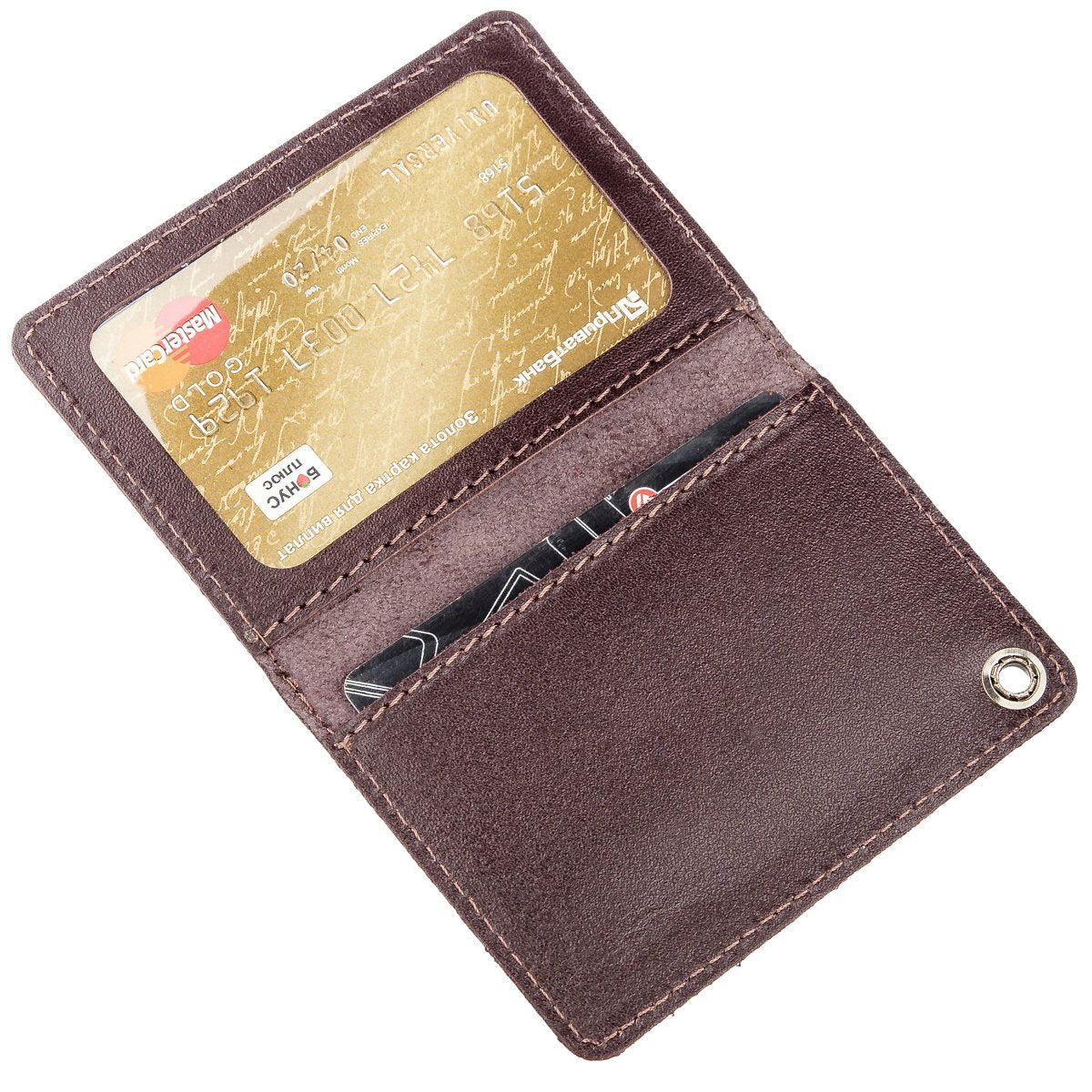 Compact Document Cover SHVIGEL 13979 Brown Genuine Leather, Made in Ukraine