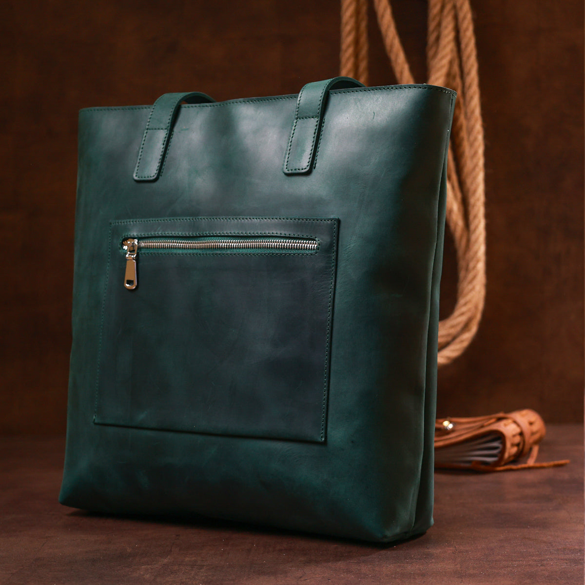 Vintage Women's Leather Bag SHVIGEL 16351 Green Natural Leather Ukraine