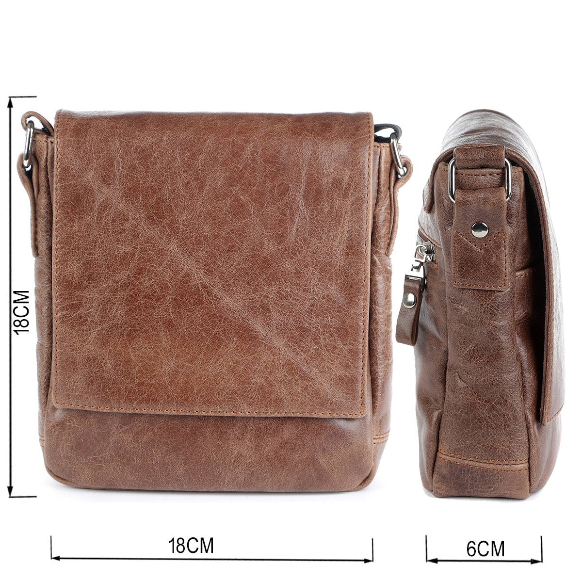 Leather Bag SHVIGEL 00978 Brown Genuine Leather Handmade in Ukraine