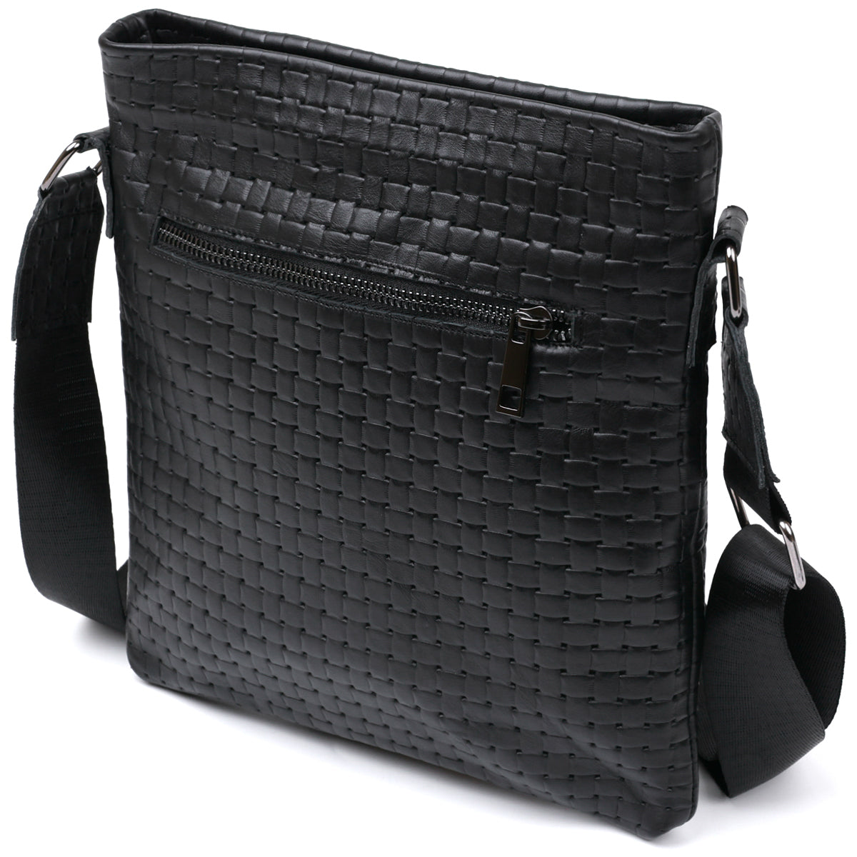 Leather Crossbody Bag for Men SHVIGEL 11600 Black Genuine Leather Quality
