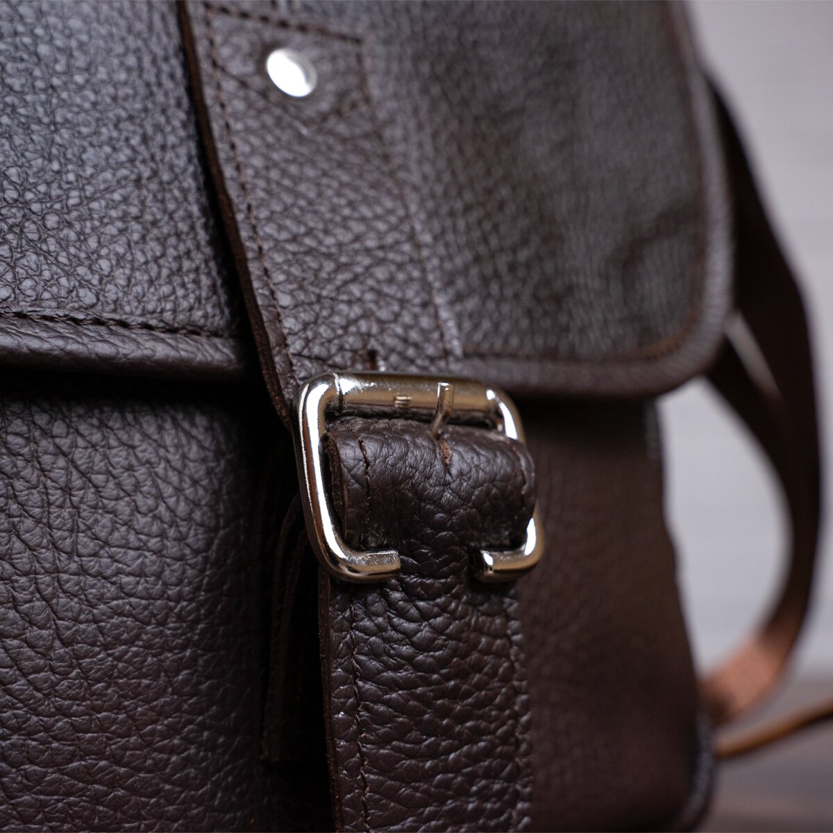 Leather Handbag SHVIGEL 00854 Brown - Genuine Leather, Made in Ukraine