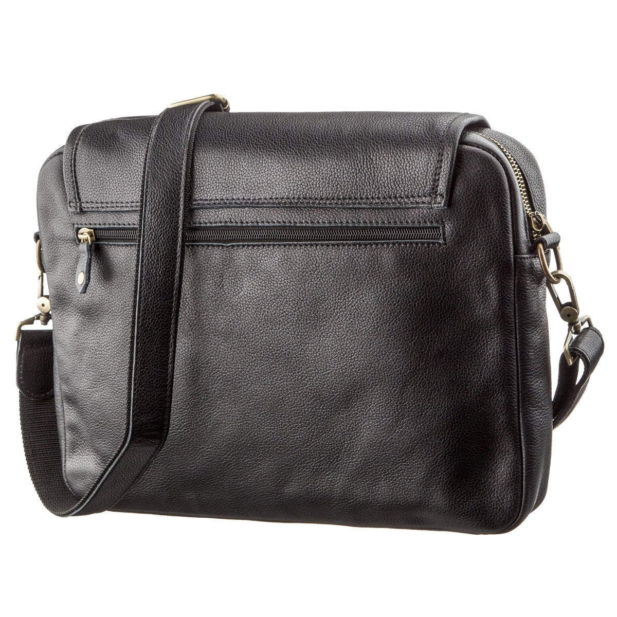 Men's Leather Shoulder Bag SHVIGEL 19116 Black Natural Leather Handmade