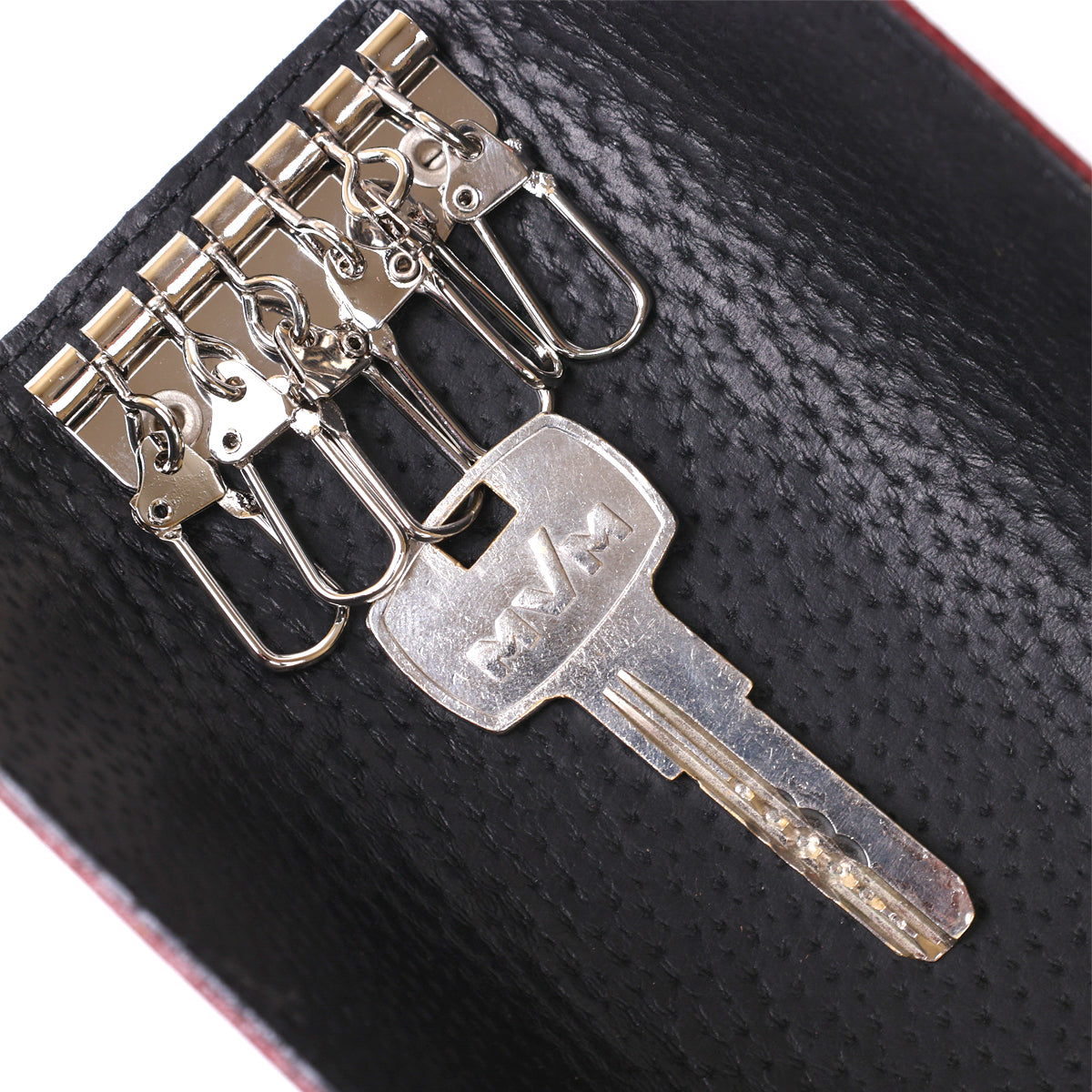 Leather Key Holder SHVIGEL 16532 Burgundy, Made in Ukraine, Genuine Leather, Key Organizer