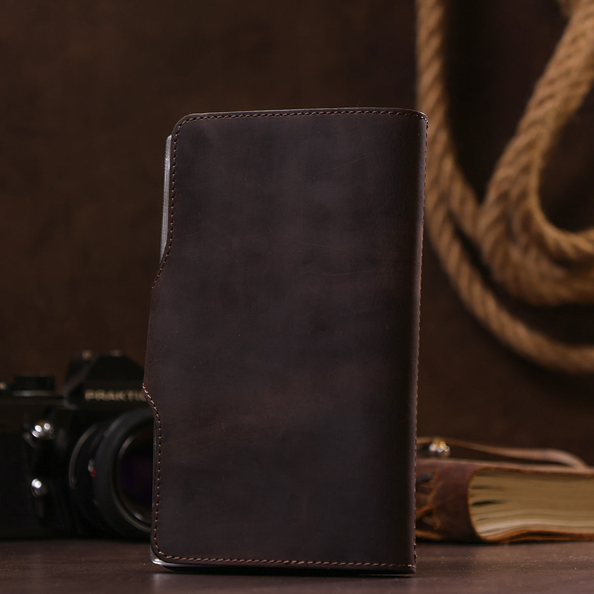 Large SHVIGEL Business Card Holder 13904 Brown Leather for Visiting Cards