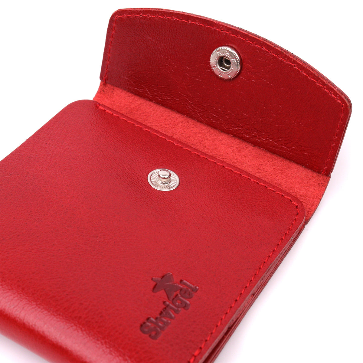 Leather Wallet for Women SHVIGEL 16618 Red Compact Design, Genuine Leather Material