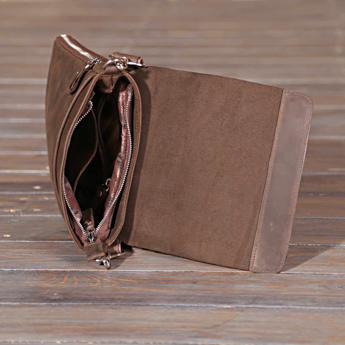 Leather Bag SHVIGEL 00999 Brown Natural Leather Handmade in Ukraine