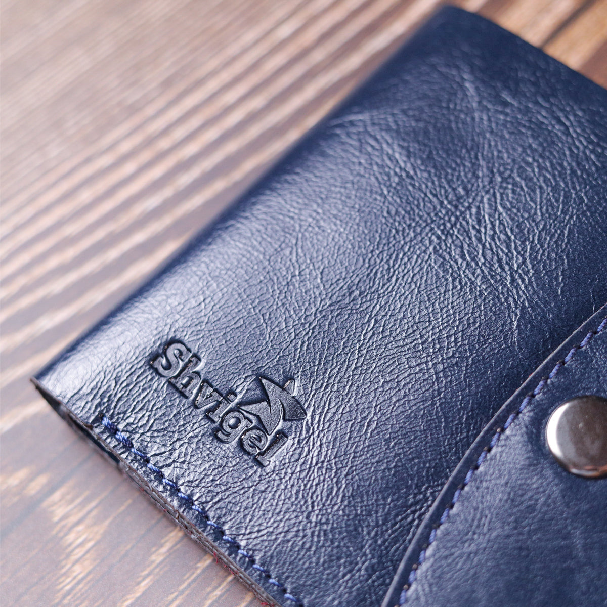 Comfortable SHVIGEL Wallet 16622 Genuine Leather Blue - Made in Ukraine