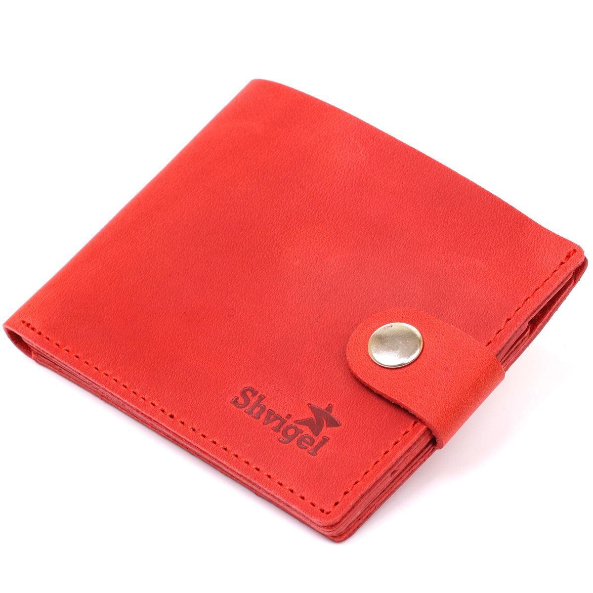 Vintage Red Leather Wallet for Women SHVIGEL 16434 - Made in Ukraine, Genuine Leather