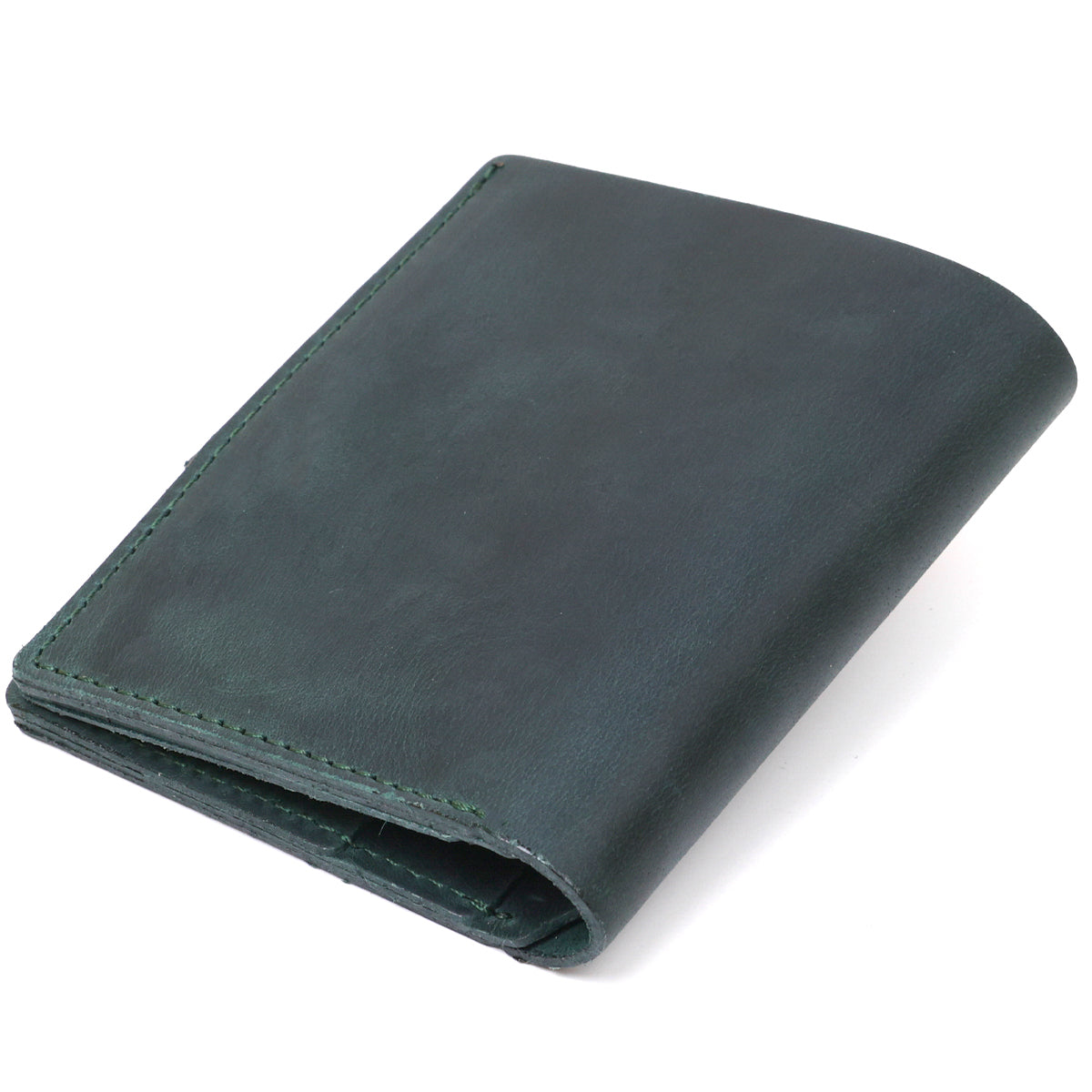 Unisex Mat Wallet SHVIGEL 16477 Green Natural Leather from Ukraine