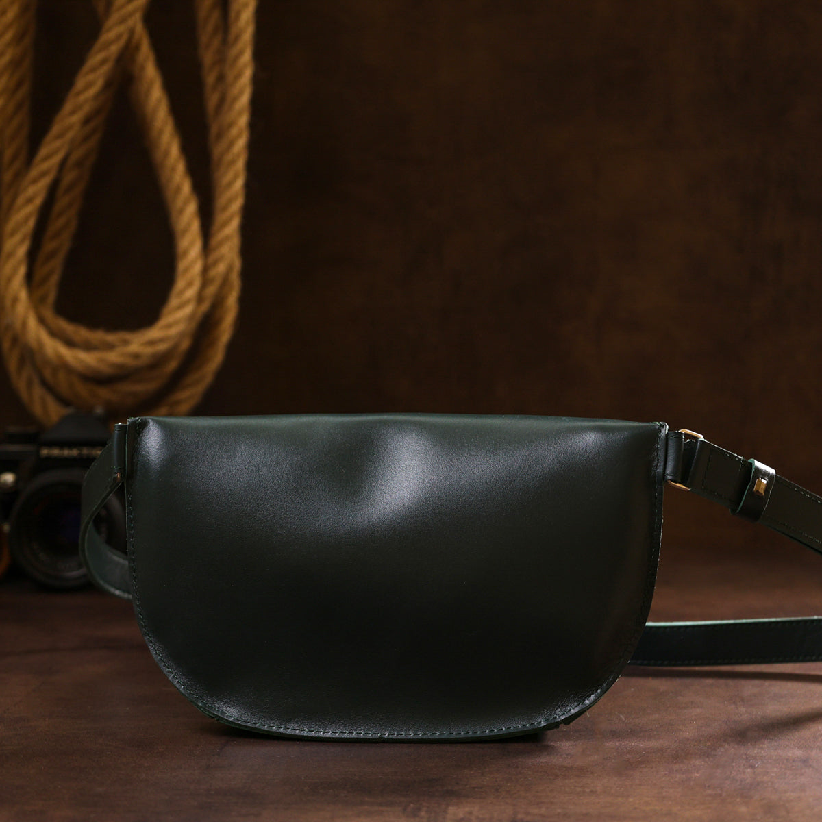 Leather Belt Bag by SHVIGEL 16390 in Green – High-Quality Genuine Leather, Made in Ukraine