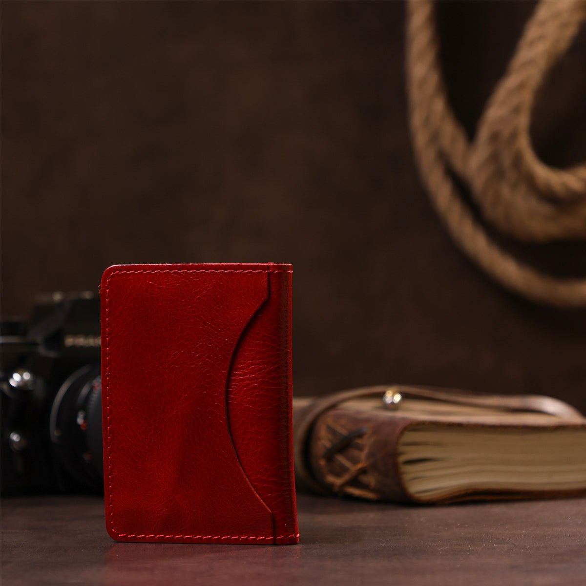Stylish SHVIGEL Business Card Holder 00116 Red Genuine Leather for Visitation Cards