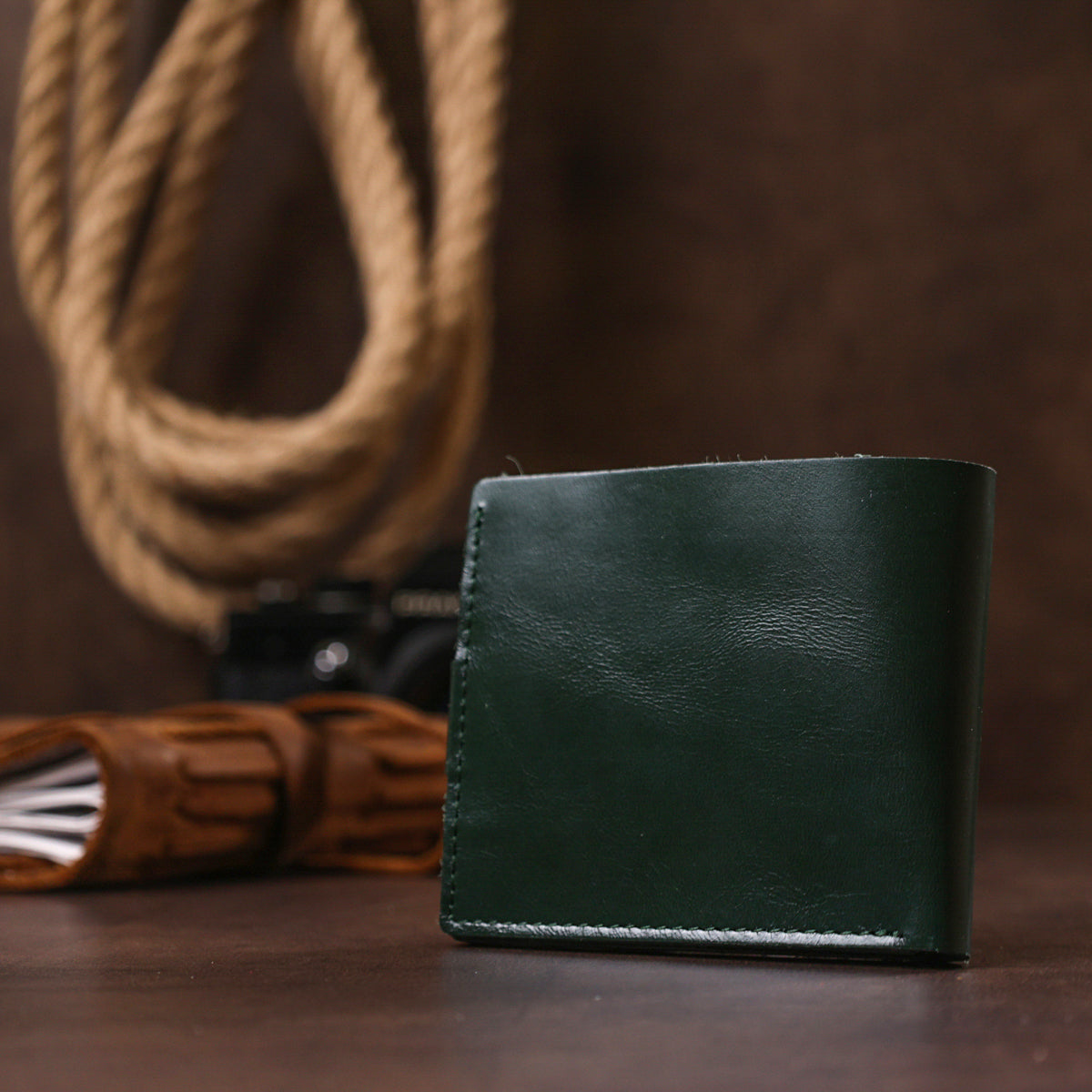 Universal Leather Wallet SHVIGEL 16462 Green Natural Leather Stylish Design