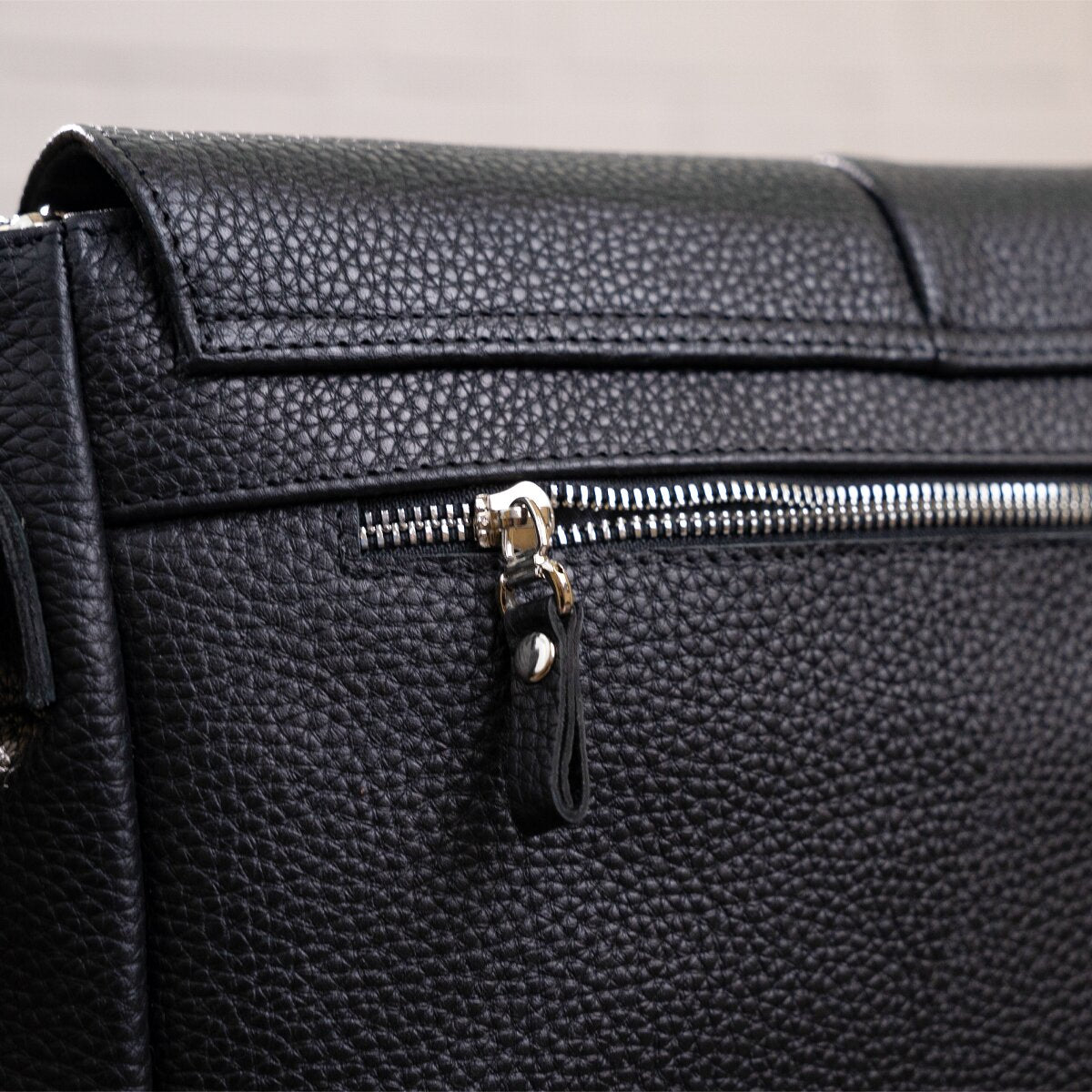 Leather Bag SHVIGEL 11130 Black Genuine Leather Craftsmanship Ukraine