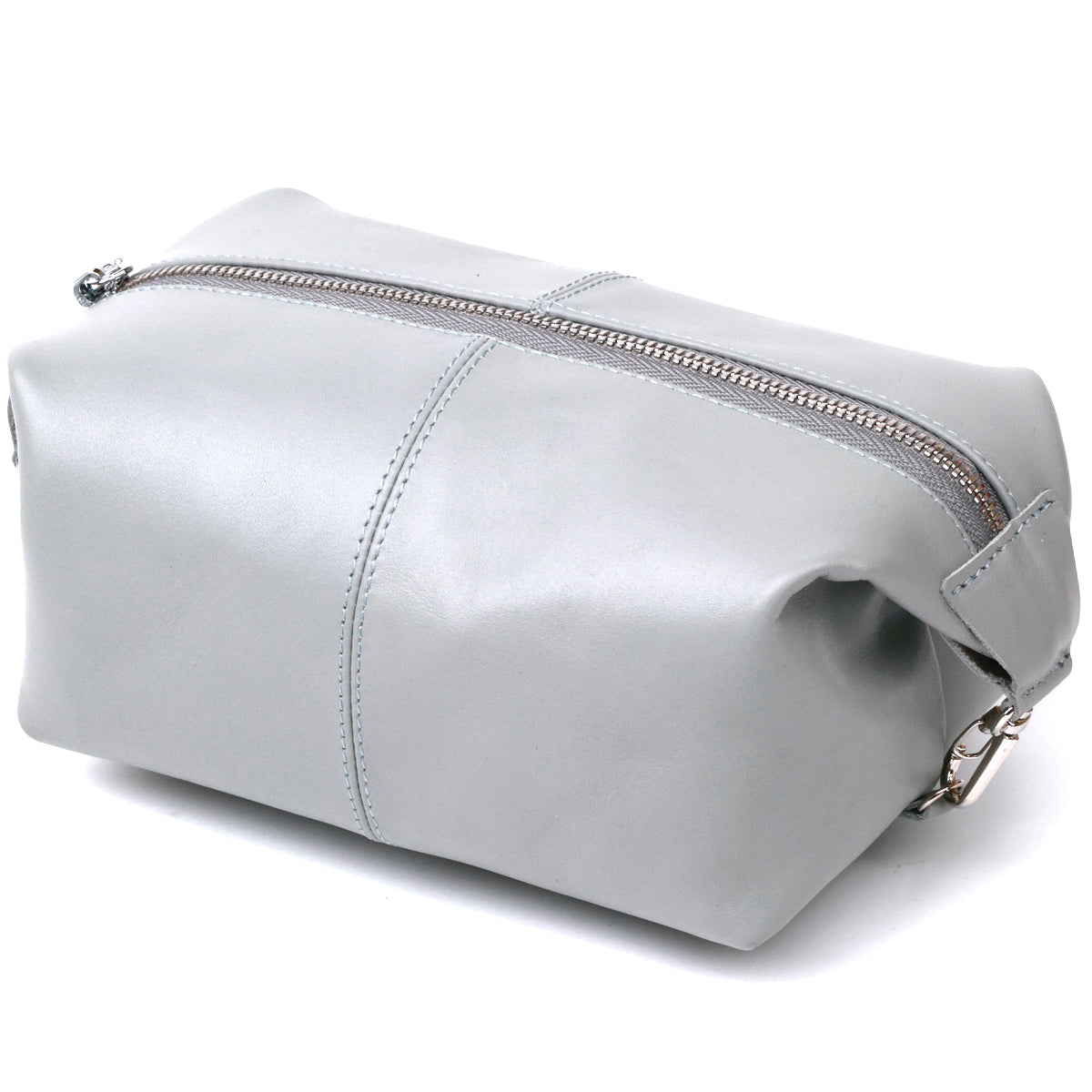 Practical Leather Cosmetic Bag SHVIGEL 16404 Gray Natural Leather Material