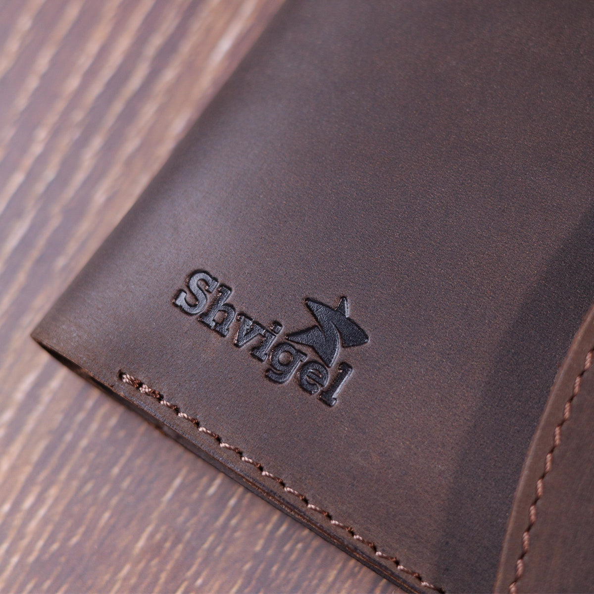 Vintage Leather Wallet SHVIGEL 16613 Brown Handmade from Natural Leather