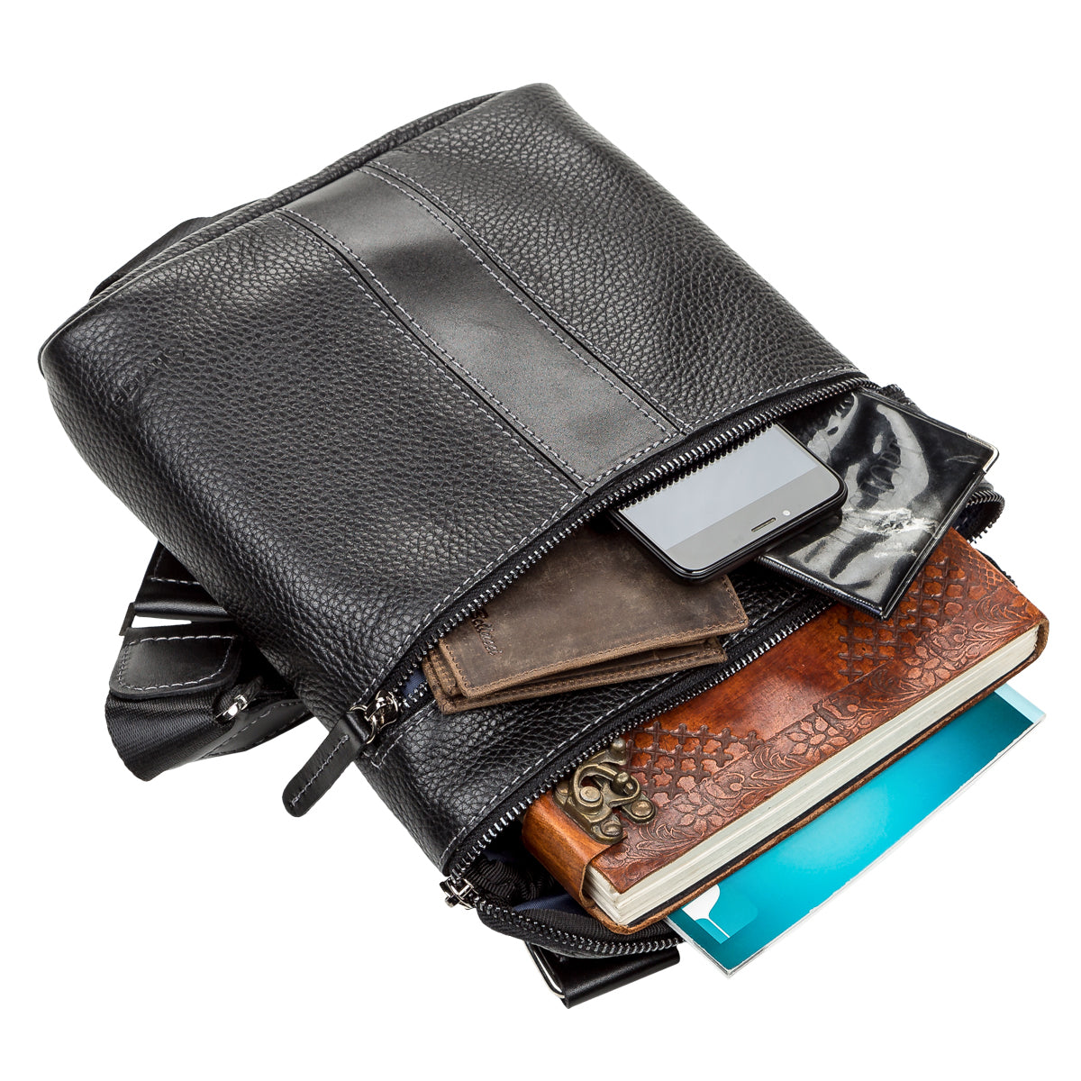 Men's Leather Bag SHVIGEL 11102 Black Genuine Leather Made in Ukraine