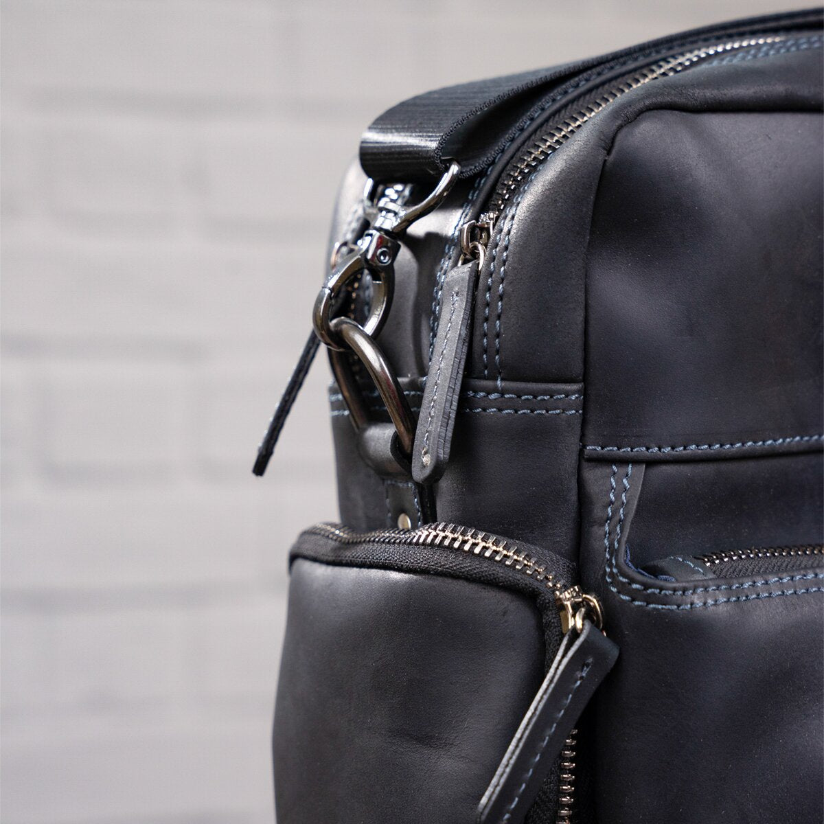 Men's Leather Bag SHVIGEL 11117 Black Crafted from Natural Leather in Ukraine