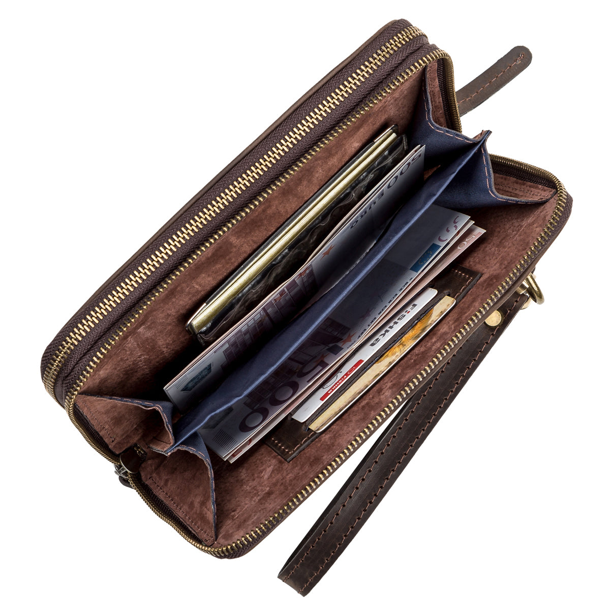 Men's Leather Clutch SHVIGEL 11083 Brown Natural Leather Made in Ukraine