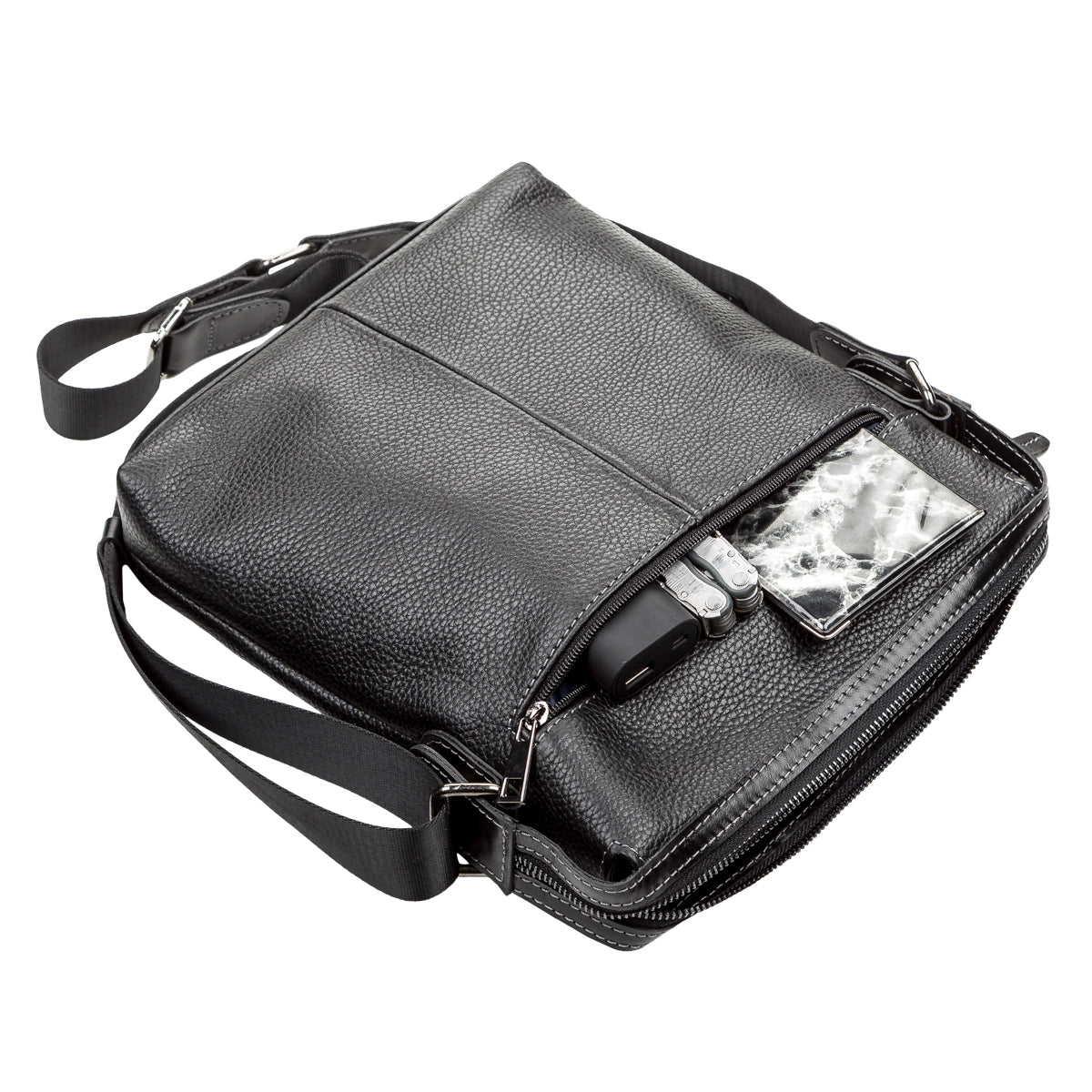 Men's Leather Bag SHVIGEL 11122 Black Genuine Leather, Premium Quality, Made in Ukraine