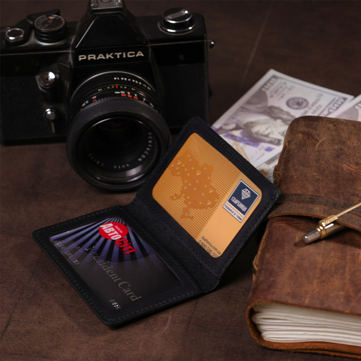 Leather Driver's License Cover SHVIGEL 13926 Black Genuine Leather Made in Ukraine