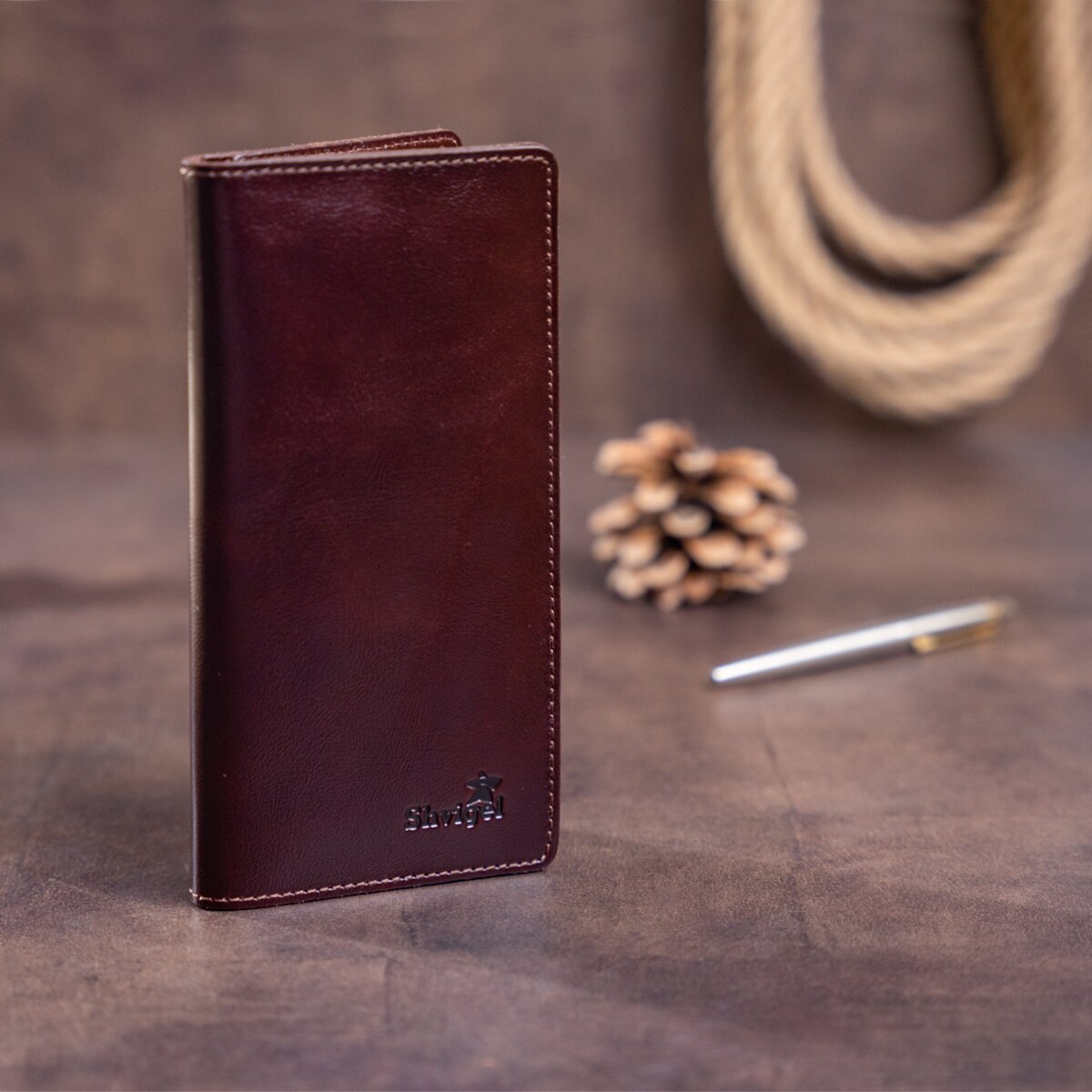 High-Quality SHVIGEL Leather Wallet 16153, Made from Natural Leather, Brown Color