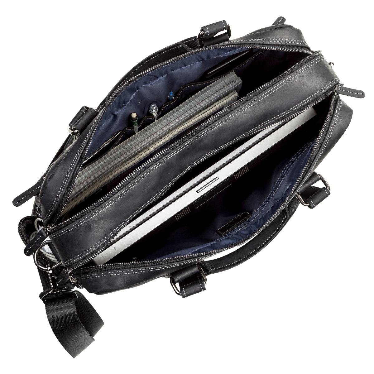 Men's Leather Bag SHVIGEL 11117 Black Crafted from Natural Leather in Ukraine