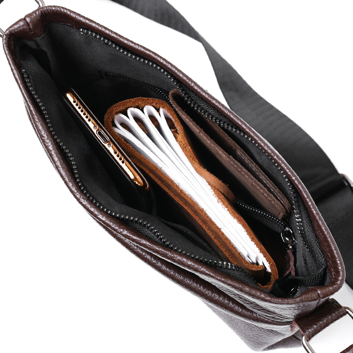 Leather Shoulder Bag SHVIGEL 11601 Brown Natural Leather Stylish Design